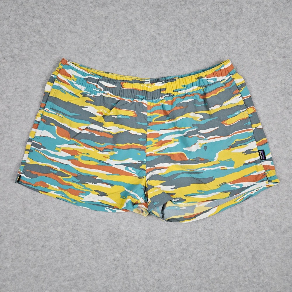 Patagonia Women XL Multi‎ Barely Baggies Shorts 57041 Tiger Stripe Camo Gorpcore